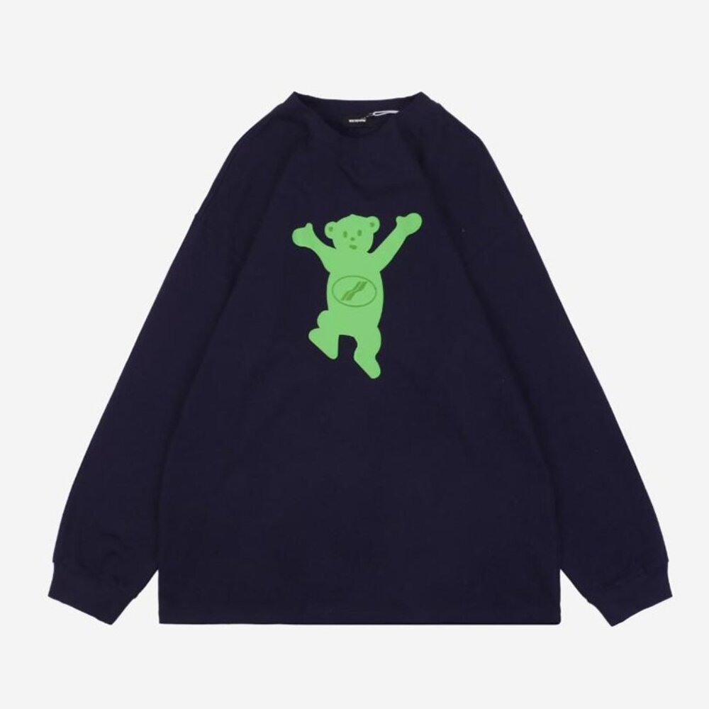 We11done Bone Hand Raising Bear Print Long Sleeve